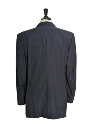 Canali Men's Navy Pinstriped 100% 3-Button Wool Suit 48L