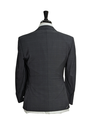 Canali Men's Charcoal Windowpane 100% Wool Suit 34S
