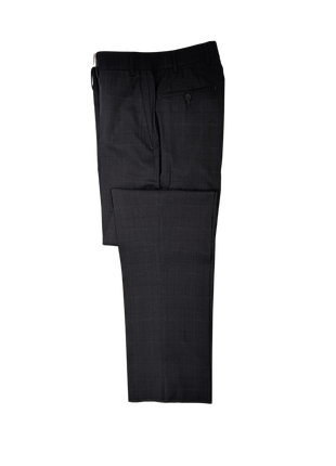 Canali Men's Charcoal Windowpane 100% Wool Suit 34S