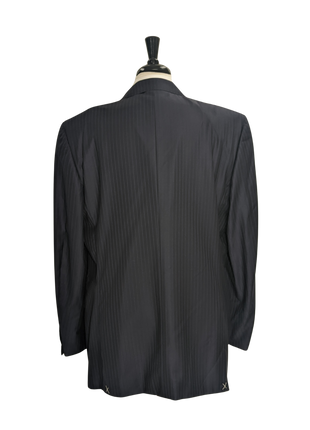 Canali Men's Navy Pinstriped 100% Wool 3-Button Suit 46L