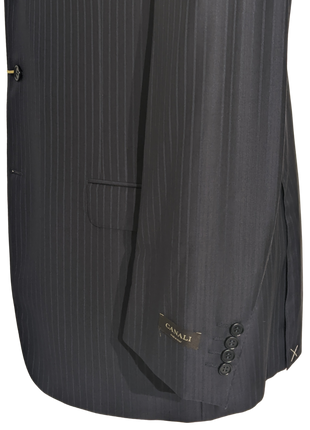 Canali Men's Navy Pinstriped 100% Wool 3-Button Suit 46L