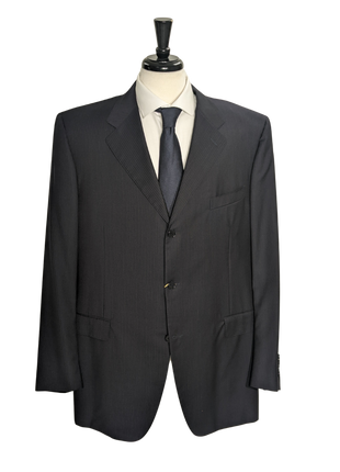Canali Men's Navy Pinstriped 100% Wool 3-Button Suit 48L