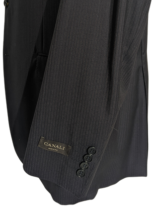Canali Men's Navy Pinstriped 100% Wool 3-Button Suit 48L