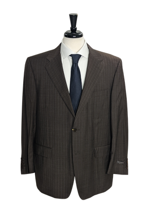 Canali Men's Brown Pinstriped 100% Wool Suit 46S Portly (48R)