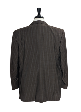 Canali Men's Brown Pinstriped 100% Wool Suit 46S Portly (48R)