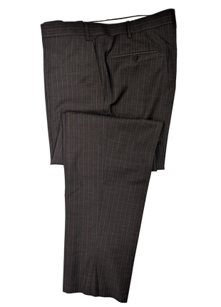 Canali Men's Brown Pinstriped 100% Wool Suit 46S Portly (48R)