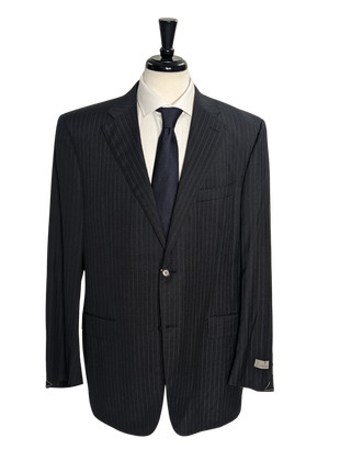Canali Men's Charcoal Pinstriped 100% Wool Suit 46L