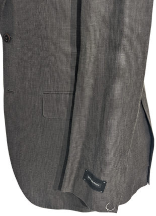 Ermenegildo Zegna Men's Gray Houndstooth Silk Linen Blend Suit 40R