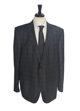 Ermenegildo Zegna Men's Blue Plaid 100% Wool Suit 48R