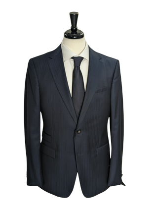 Z Zegna Navy Tonal Striped Wool Mohair Suit 42R
