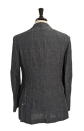 Sartoria Partenopea Men's Blue Windowpane 100% Linen Suit 40R