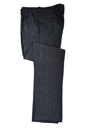 Sartoria Partenopea Men's Blue Windowpane 100% Linen Suit 40R