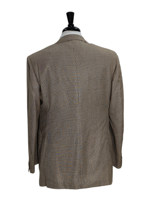 Sartoria Partenopea Men's Brown Glen Plaid Cashmere Silk 3-Roll-2 Suit 42R
