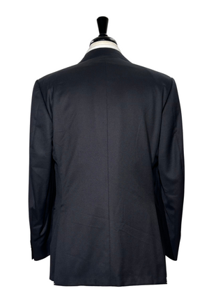 Corneliani Mens Solid Black Fully-Canvassed Notch Lapels Classic Fit 2 Button Wool Suit - 40R