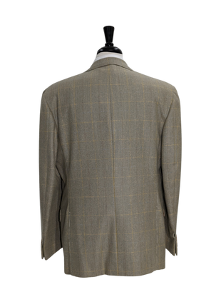 Sartoria Partenopea Men's Beige Windowpane 3-Roll-2 Sportcoat 44R