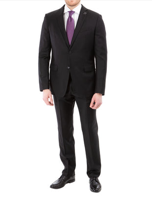 John Varvatos Half-Canvassed Black Two Button Wool Blend Suit