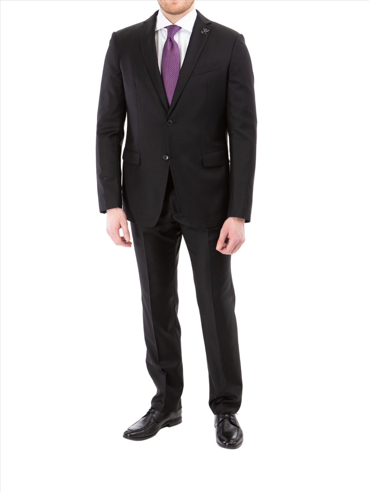 John Varvatos Half-Canvassed Black Two Button Wool Blend Suit