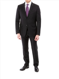 Thumbnail for John Varvatos Half-Canvassed Black Two Button Wool Blend Suit
