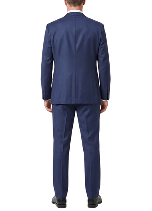 Extrema Solid Blue Reda Wool Blend Regular Fit Pleated 3 Piece Suit