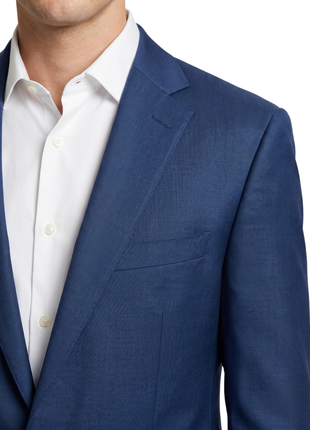 Beragamo Elegant Men's Solid Navy Blue Portly Fit Wool 2-Button Suit - The Suit Depot