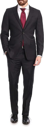 Label M Men's Classic Fit Two Button 100% Wool Wrinkle Resistant Suit - Charcoal Gray