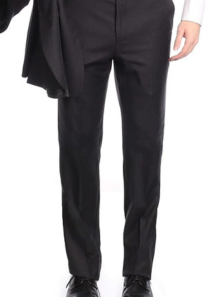Label M Men's Classic Fit Two Button 100% Wool Wrinkle Resistant Suit - Charcoal Gray
