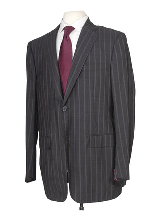 Isaia Mens 46L Drop 8 Gray Striped 150s Wool Silk Blend Slim Fit 2 Piece Suit