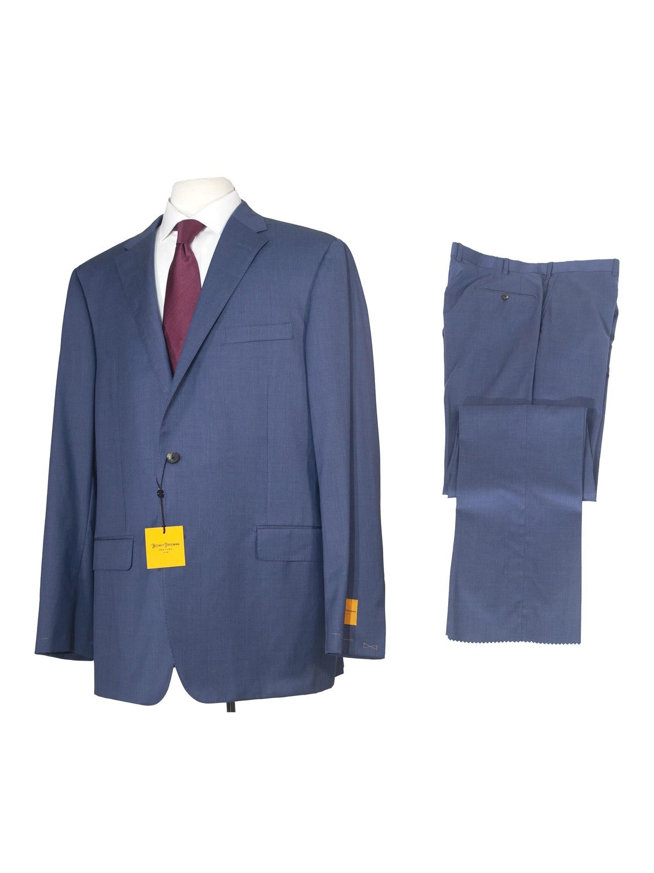 Hickey Freeman Mens 46L Blue 100% Wool Classic Fit 2 Piece Suit