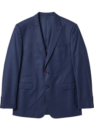 Extrema Solid Blue Reda Wool Blend Regular Fit Pleated 3 Piece Suit