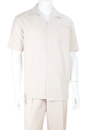 Apollo King Royal Diamond Tan Classic Fit Short Sleeve 2 Piece Walking Suit