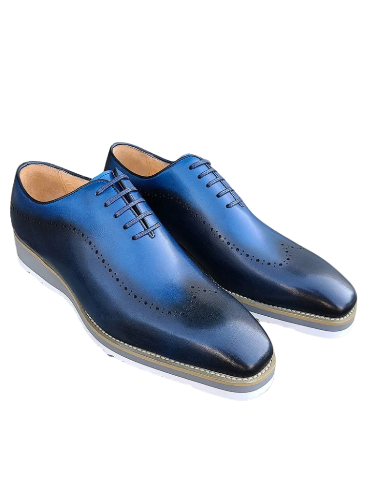 Carrucci Mens Dark Navy/Blue Two Tone Lace-up Oxford Leather Dress Sho The Suit Depot Carrucci Mens Dark Navy/Blue Two Tone Lace-up Oxford Leather Dress Sho The Suit Depot