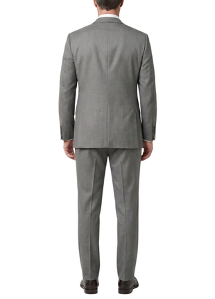 Blujacket Mens Black & White Regular Fit Reda Wool 2-Button Suit - The Suit Depot