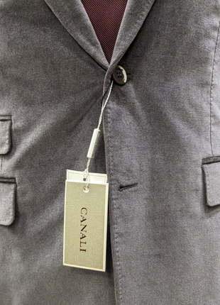 Canali Mens Gray Velvet 42L Slim Fit Cotton Cashmere 2 Piece Suit