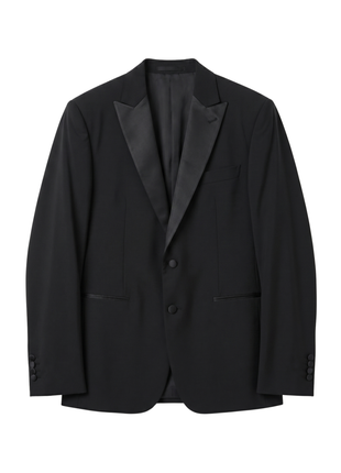 Armani Collezioni M Line Solid Black Slim Fit Peak Lapel Stretch 2-Button Wool Tuxedo - 44R