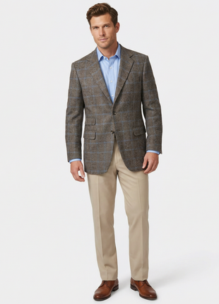 Sartoria Partenopea 40R 50 Brown Plaid Wool Camelhair Cotton Men's Sportcoat