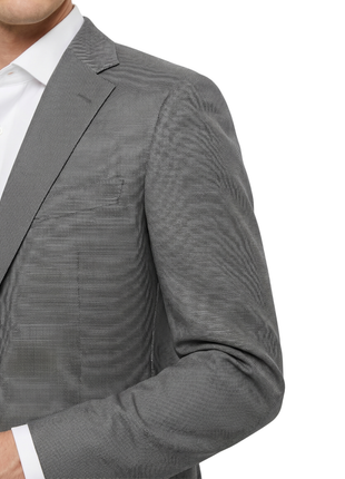 Blujacket Mens Black & White Regular Fit Reda Wool 2-Button Suit - The Suit Depot