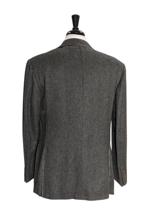 Sartoria Partenopea Men's Gray & Black Herringbone Wool-Cashmere Sportcoat 44R