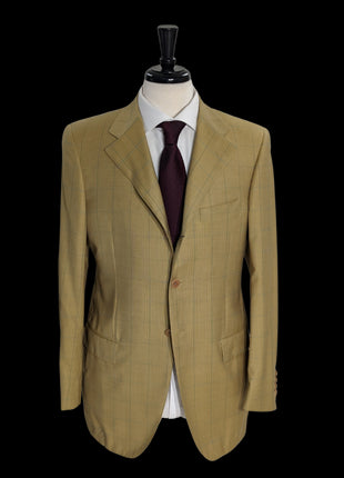 Sartoria Partenopea Men's Brown Windowpane 3-Roll-2.5 100% Wool Sportcoat 40R