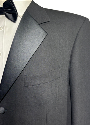 Pal Zileri Mens Solid Black Satin Notch Lapel Classic Fit 3-Button Wool Tuxedo - 42L