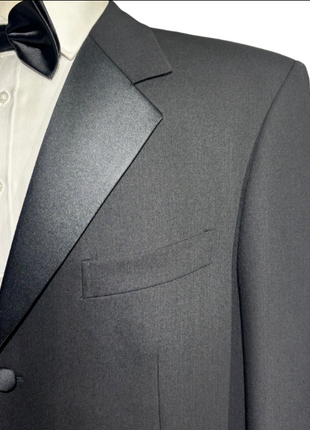 Pal Zileri Mens Solid Black Satin Notch Lapel Classic Fit 3-Button Wool Tuxedo - 44L