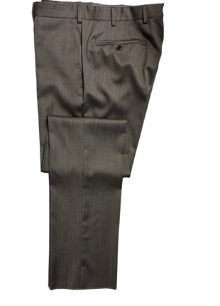 Luigi Bianchi Mantova Mens Brown Herringbone Notch Lapel Classic Fit 2-Button Wool Silk Suit - 40R