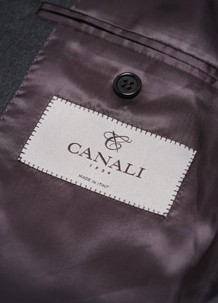 Canali Mens Solid Charcoal Grey 44L Drop 7 Modern Fit 100% Wool 2 Piece Suit