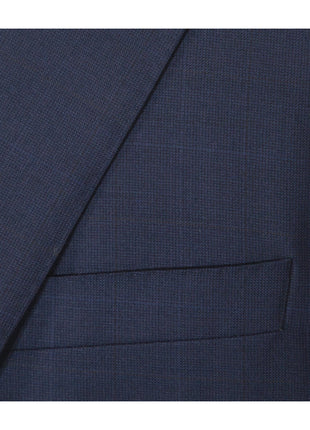 Napoli Mens 46L Navy Blue Plaid 100% Wool Slim Fit 2 Piece Suit