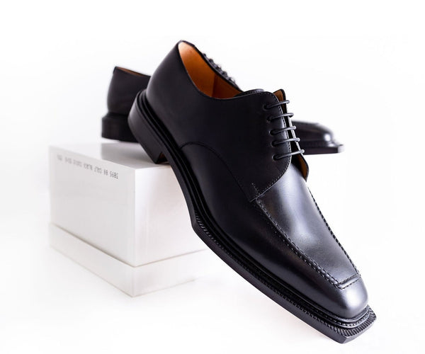 Emeraldi Mens Black Square Toe Lace-up Oxford Calfskin Leather Italian Dress Shoes 7 Emeraldi Mens Black Square Toe Lace-up Oxford Calfskin Leather Italian Dress Shoes 7