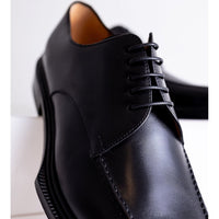 Thumbnail for Emeraldi Boys Black Square Toe Lace-up Oxford Calfskin Leather Italian Dress Shoes