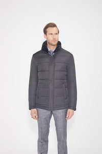 Thumbnail for Pierre Carlos Mens Solid Black Puffer Coat