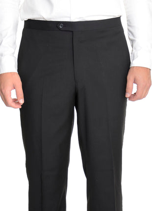 Mens Regular Fit Solid Black Two Button Tuxedo