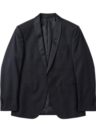 Corneliani Mens Solid Black Fully-Canvassed Shawl Lapel Classic Fit 3-Piece Wool Silk Tuxedo - 36S