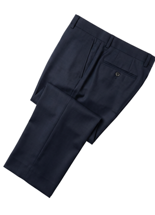 Canali Dark Navy Solid Slim Fit Peak Lapel Canvassed Wool Blend 3-Piece Suit- 46R