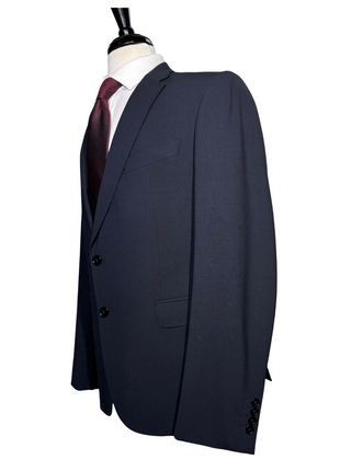 Armani Collezioni Solid Dark Blue M-Line Notch Lapel Modern Fit 2 Button Wool Suit - 44R